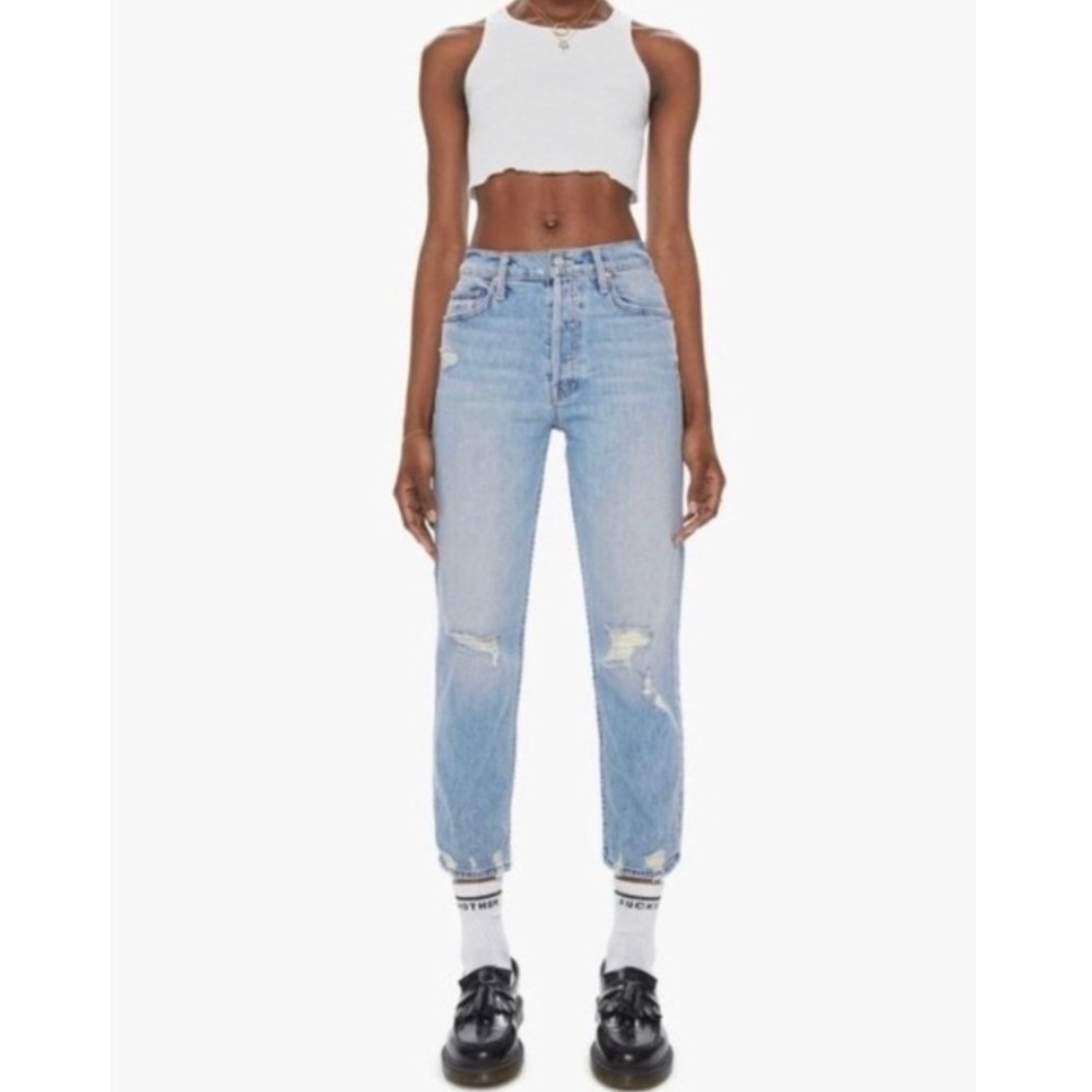 Mother Superior The Tomcat The Confession Distressed Straight Leg Jeans 27 Blue - Picture 2 of 8